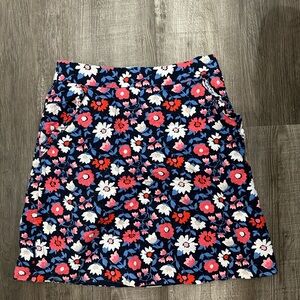 kate spade Navy Floral A-Line Skirt with Pink & Red Blooms